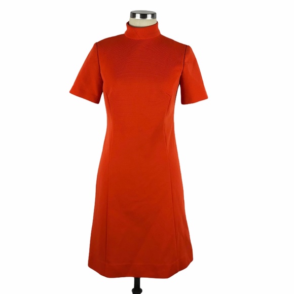 Vintage Dresses & Skirts - VINTAGE Retro Mod Vibrant Orange Dress Gogo 1960's